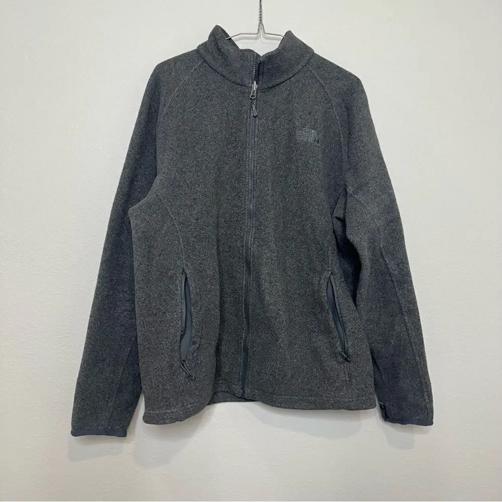 The North Face Mens Size Large Gray Jacket Full Zip Fleece Hiking Outdoor
